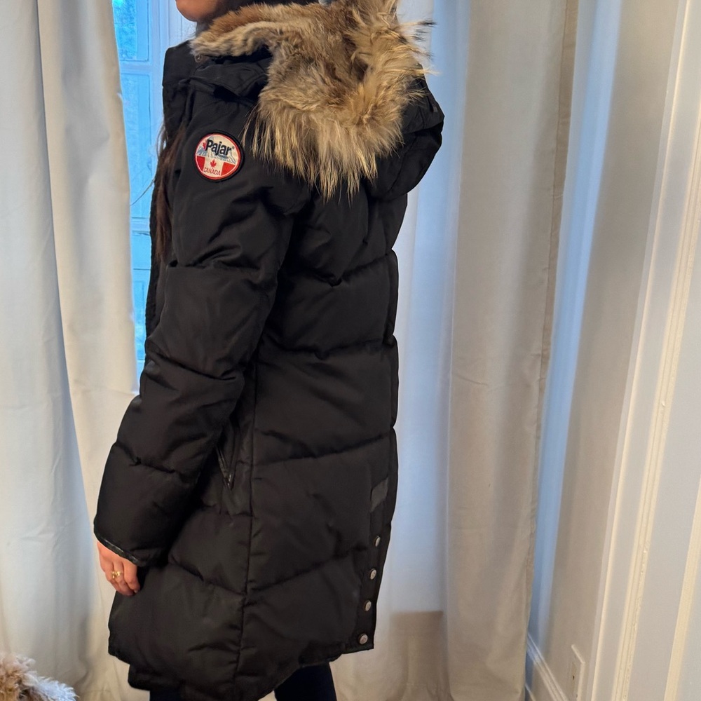 PAJAR Women's Black Puffer Coat with Fur Hood